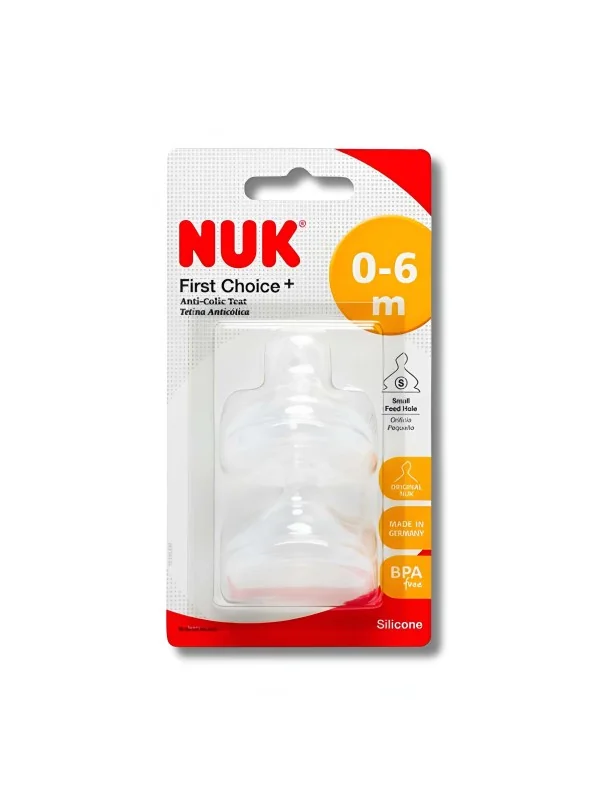 NUK - LOT DE 2 TETINES FIRST CHOICE+ 0-6 MOIS TAILLE S