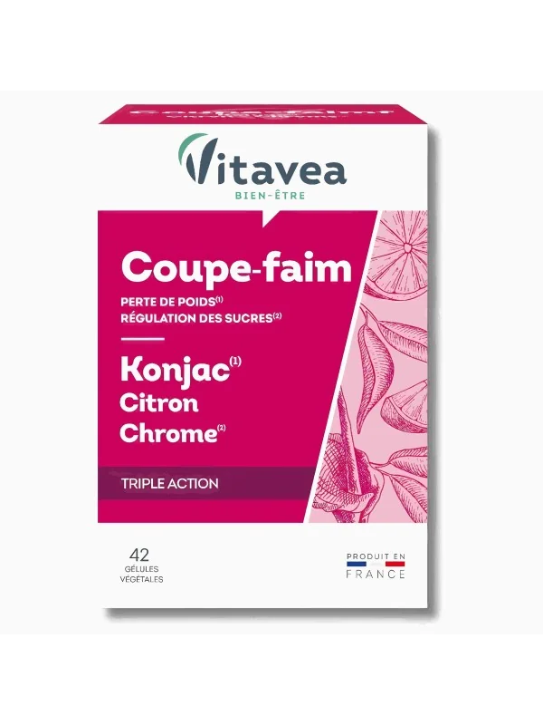 VITAVEA - COUPE FAIM AU KONJAC & CÉTONES DE FRAMBOISE 42 GELULES