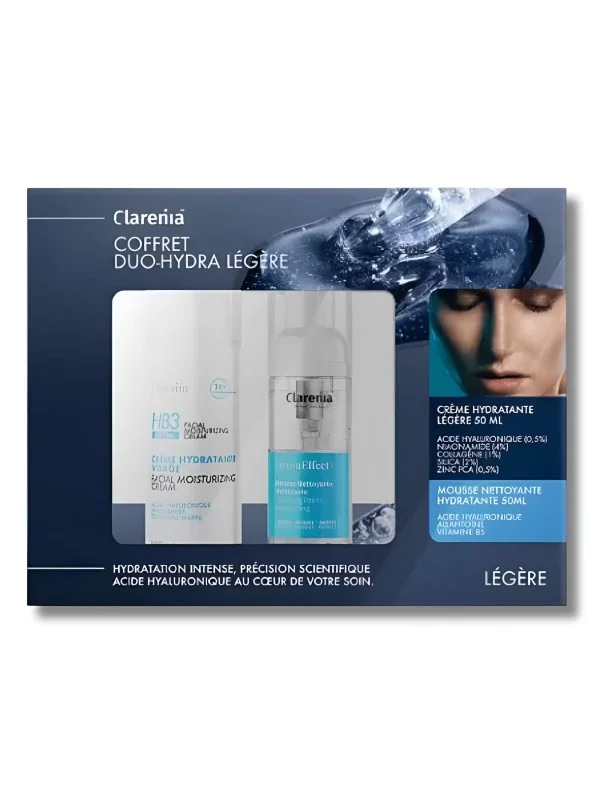 CLARENIA - COFFRET CREME HYDRATANTE DUO-HYDRA LEGERE + MOUSSE NETTOYANTE HYDRATANTE 50ML OFFERTE