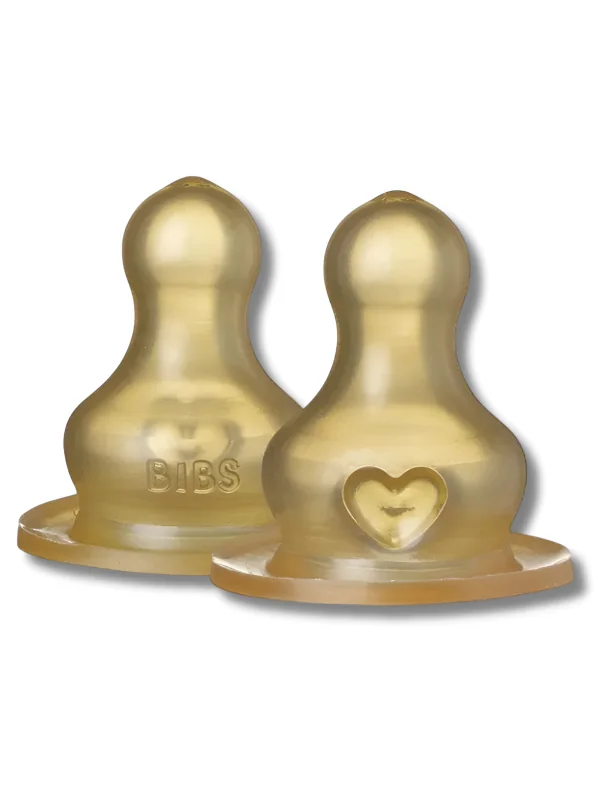 BIBS - LOT DE 2 TÉTINES DE BIBERON LATEX SLOW FLOW +0MOIS