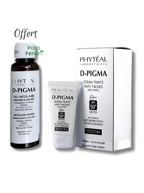 PHYTEAL D PIGMA - ECRAN TEINTÉ BEIGE ECLAT SPF50+ 50ML + D PIGMA EAU MICELLAIRE A L’ALOE VERA 150ML OFFERTE