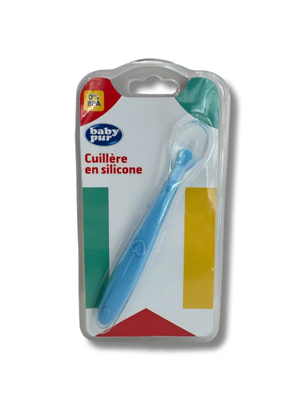 BABY PUR - CUILLERE EN SILICONE BLEU